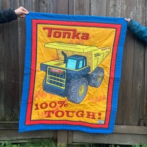 Handmade Tonka Truck Baby Quilt Hand Stiched Detail 100% cotton handmade